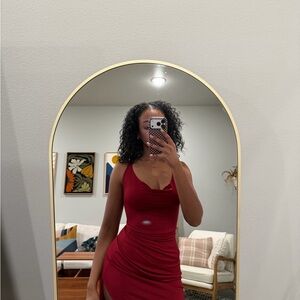 One-Shoulder Burgundy Bodycon Dress by